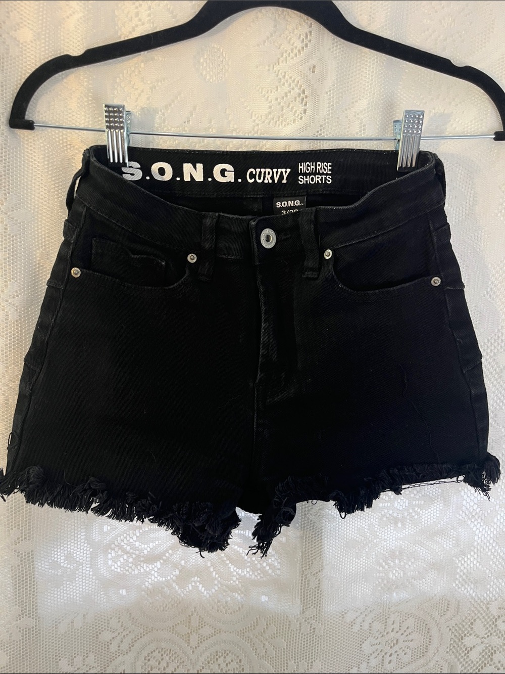 😻5for$15😻SONG Curvy High-Rise Black Denim Shorts 3/26